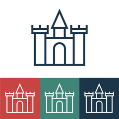 Linear vector icon with castle