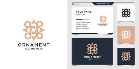 Minimalist ornament logo design and business card. Logo design inspiration, illustration. Premium Vector