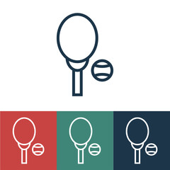 Linear vector icon with tennis racket and ball