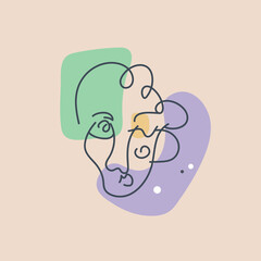 Hand drawn abstract female face of vector illustrations