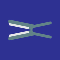 Hair flat icon. Simple style hair straightener  symbol. Logo design element. T-shirt printing.  Vector for sticker.