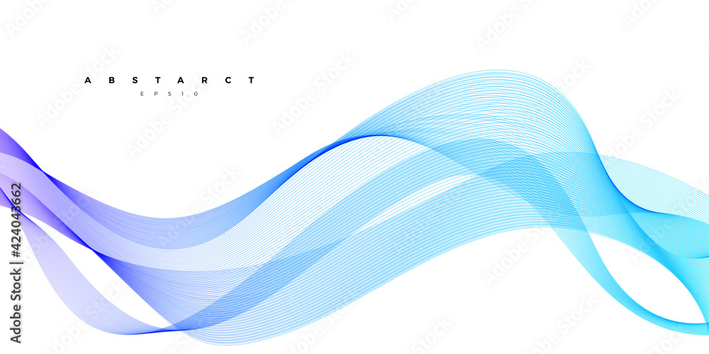 Aufkleber wave vector element with abstract blue gradient lines for website, banner and brochure, curve flow m