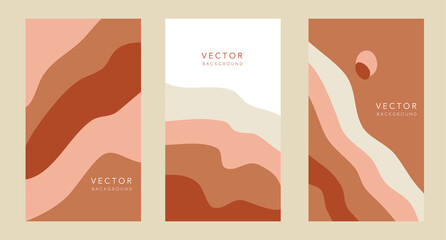 Vector set of abstract creative backgrounds in minimal trendy style 