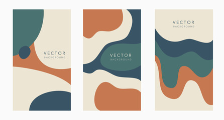 Vector set of abstract creative backgrounds in minimal trendy style 