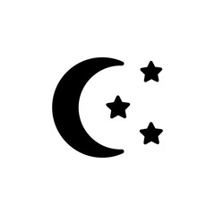 Moon and star vector glyph icon. Camping sign