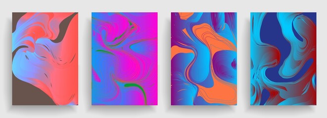 Fototapeta na wymiar Abstract geometric pattern background for brochure cover design. Blue, yellow, red, orange, pink and green vector banner template