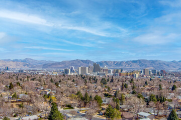 Fototapeta na wymiar Aerial view of the Reno and Sparks, Nevada cityscape.