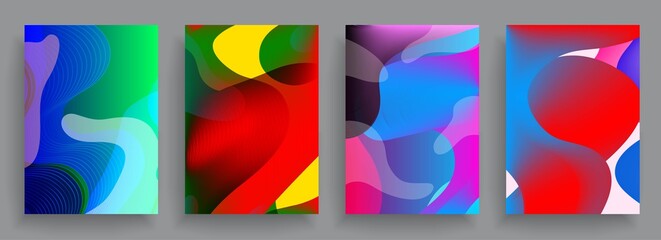 Abstract geometric pattern background for brochure cover design. Blue, yellow, red, orange, pink and green vector banner template