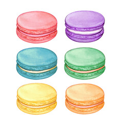 Cute watercolor pastel macarons