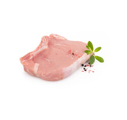 raw pork chops isolated on​ white​ background​