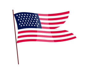 Fototapeta premium Waving flag. American flag on white background. National flag waving symbol. Banner design element
