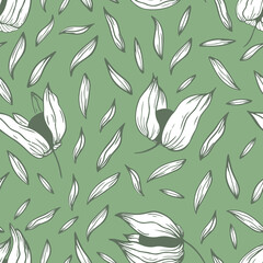 Seamless background. Physalis Flowers Green on Background Design Vector Illustration