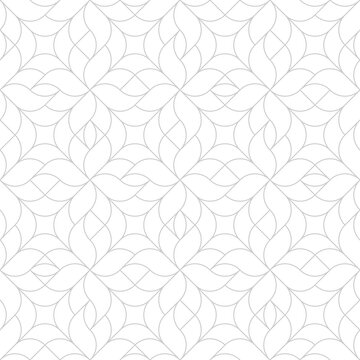 Pattern with intersecting curved lines. Abstract seamless vector background. Modern monochrome texture with stylized leaves and flowers. Stylish lattice design.