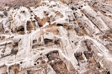 Ancient cave city Uplistsikhe, Georgia. Drone view