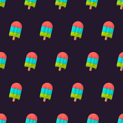 Colorful Seamless Icecream Pattern. Vector.
