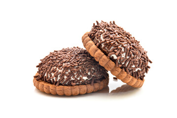 circles sweet cookies with marshmallows and sprinkles cookies