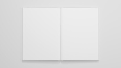 A4 white book mockup. Empty open book a4 format. Clean spread of the book mockup.