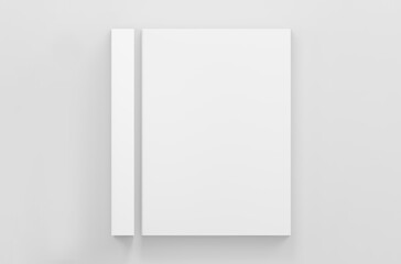 A4 white book mockup. Empty book a4 format. Clean book cover with book's spine mockup top view - obrazy, fototapety, plakaty