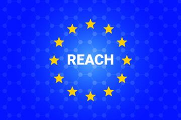 REACH - Registration, Evaluation, Authorisation and Restriction of Chemicals. European Union regulation. Vector illustration background