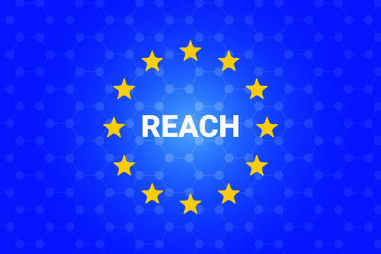 REACH - Registration, Evaluation, Authorisation and Restriction of Chemicals. European Union regulation. Vector illustration background