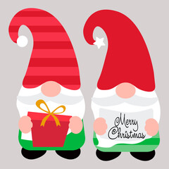 Cute christmas gnome, vector illustration art.