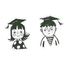 Cute boy and girl graduates. Education illustration