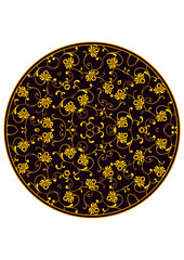 classical Mandala, rosette, eight-pointed star, set of Ornamental vector rosettes, snowflakes gold on burgundy background