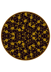 classical Mandala, rosette, eight-pointed star, set of Ornamental vector rosettes, snowflakes gold on burgundy background
