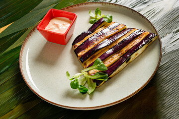 grilled aubergine with tahini sauce