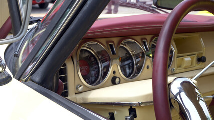 Interior View of Restored 50s Vintage Automobile