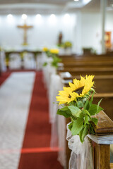 wedding decoration in church with 