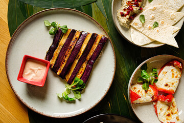 grilled aubergine with tahini sauce