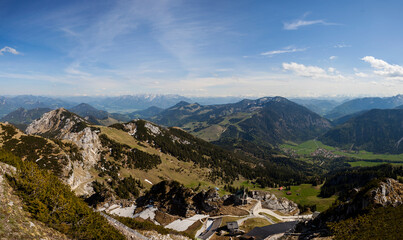 Panorama view of Wendelstein mountain, Mangfall, in Bavaria, Germany