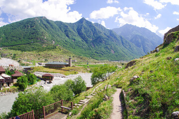 Naklejka premium High mountain mosque in the village of Verkhnyaya Balkaria