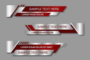 Modern geometric lower third banner template design. Colorful lower thirds set template vector. Vector illustration