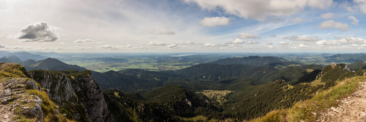 Panorama view Benediktenwand mountain in Bavaria, Germany