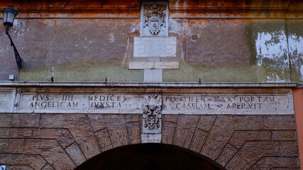 An arched passageway building in the town of Lucca, Italy