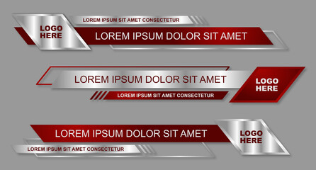 Modern geometric lower third banner template design. Colorful lower thirds set template vector. Vector illustration