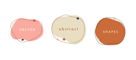 Set  of vector abstract minimal background. Trendy hand drawn organic shape design banner.