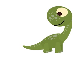 Baby dinosaur. The isolated object on a white background. Cheerful kind animal baby dino. Cartoons flat style. Prehistoric reptile. Funny. Illustration vector