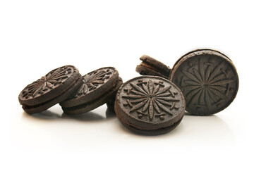 black Cookies isolated on white background