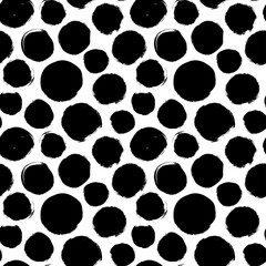 Polka dot grunge seamless vector pattern. Circle brushstrokes and rounded shapes. Hand drawn abstract ink background. Smears, circles, dots, splotches, blobs. Abstract wallpaper design, textile print
