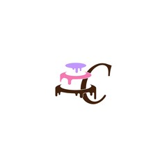 Fototapeta na wymiar Letter C icon with wedding cake design template vector