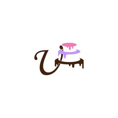 Letter U icon with wedding cake  design template vector