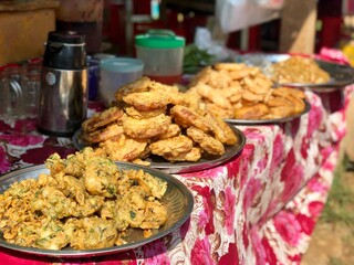 Traditional burmese food sold at itinerary five-day market