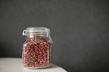 Beans in a glass jar.
