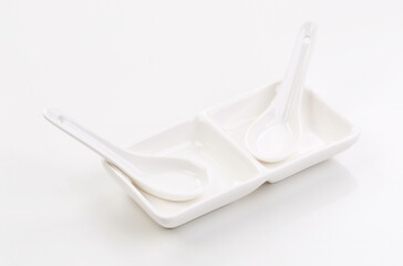 Soy sauce on white background