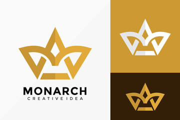 Letter M Monarch Crown Logo Vector Design. Abstract emblem, designs concept, logos, logotype element for template.