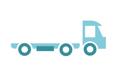 Truck without body, car chassis with cab. A shortened model of a truck. For the transportation of goods, trailers. Suitable for children's books, articles, infographics, promotional materials