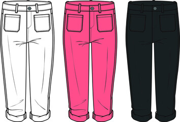 Flat sketch trousers design for women.